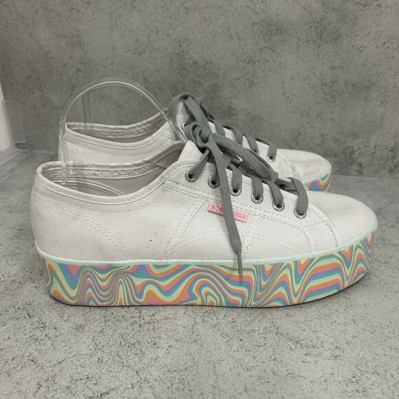 Superga 2790 Rainbow Stripe Platform Sneaker US 10.5 - Picture 6 of 13
